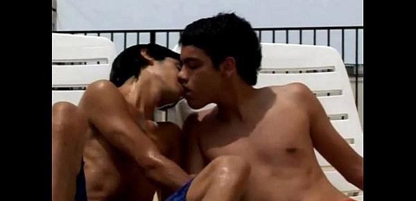  Teen Latin Boys Caught Making Out Pool Side